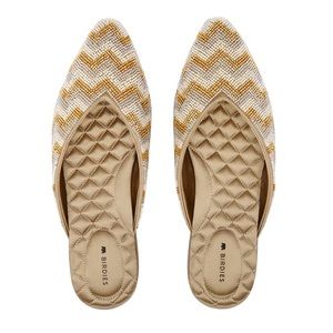 Birdies The Swan champagne beaded chevron mules